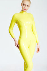 Vibrant Yellow Latex Catsuit | Full-Zip Back Entry Catsuit